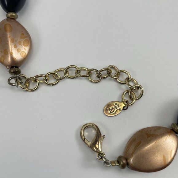 JS Collections Vintage Gold Tone Chunky Acrylic Beaded Statement Necklace Boho - Picture 8 of 9